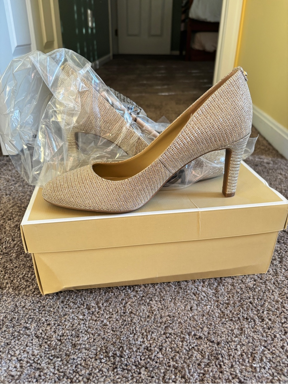 Michael Kors Nude Glitter Fabric High Heel Pumps